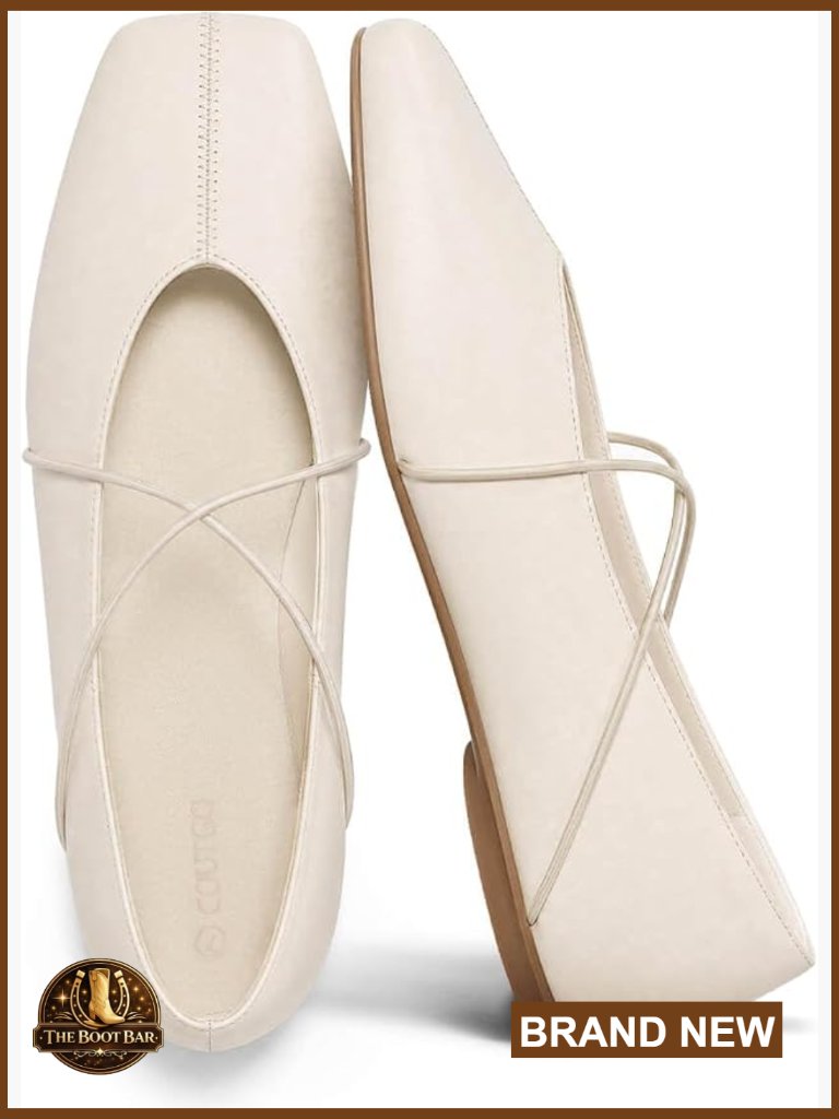 Women's Square Toe Ballet Flats Slip On Crisscross Strap Work Casual